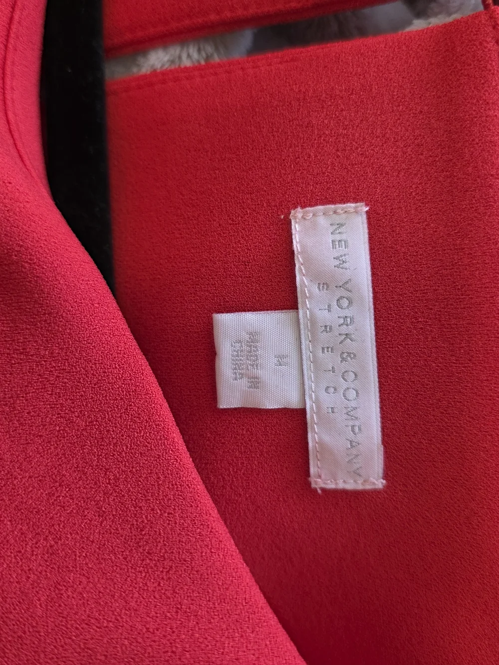 New York & Company Red Belted Midi Dress - Picture 2 of 11